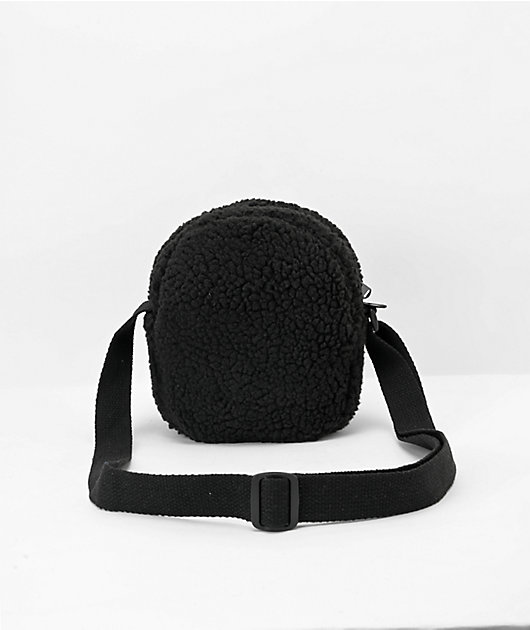 Petals & Peacocks Black Sherpa Shoulder Bag