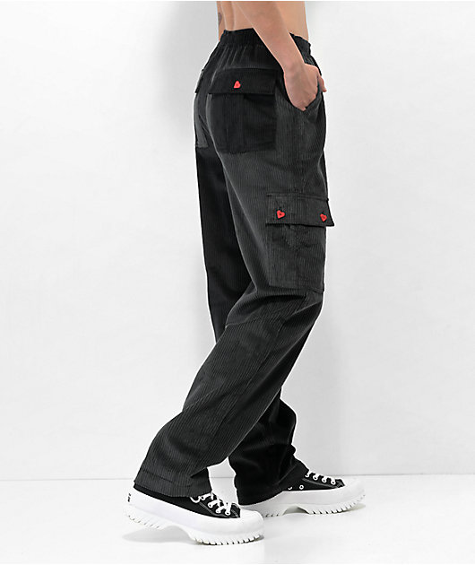 Petals By Petals & Peacocks Chunky Black Corduroy Cargo Pants