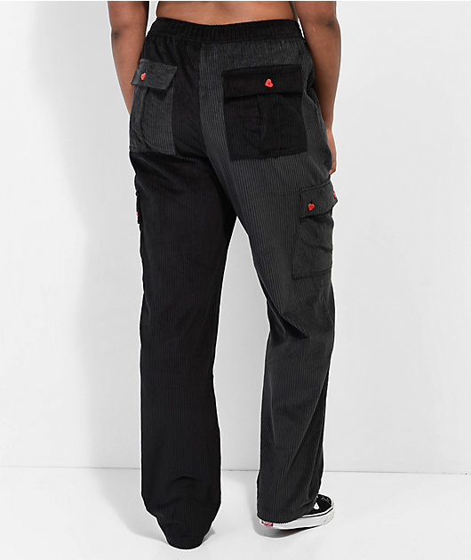 Petals By Petals & Peacocks Chunky Black Corduroy Cargo Pants