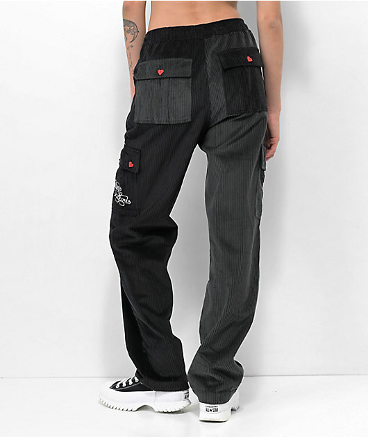 Petals By Petals & Peacocks Chunky Black Corduroy Cargo Pants