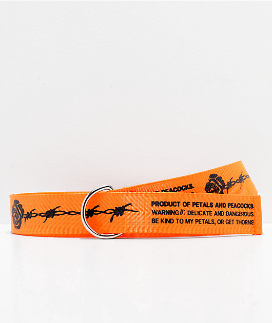 Petals and Peacocks Barbed Rose Orange Belt