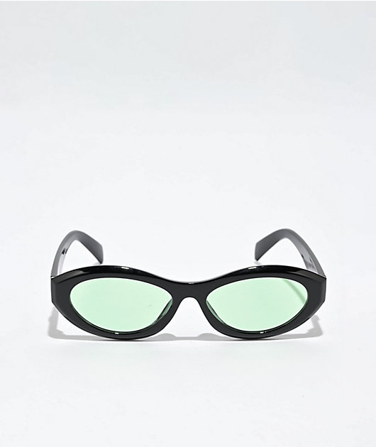 Petals and Peacocks Dahlia Black & Green Sunglasses