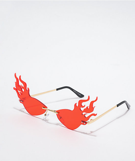 ASOS DESIGN flame fashion glasses in red lens | ASOS