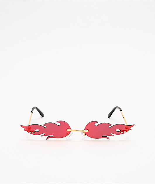 Petals and Peacocks Flames Red & Gold Sunglasses