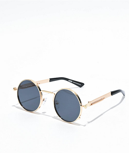 Petals and Peacocks Full Circle Gold Sunglasses Zumiez