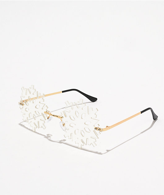 Petals and Peacocks Ice Snowflake Arctic White Sunglasses