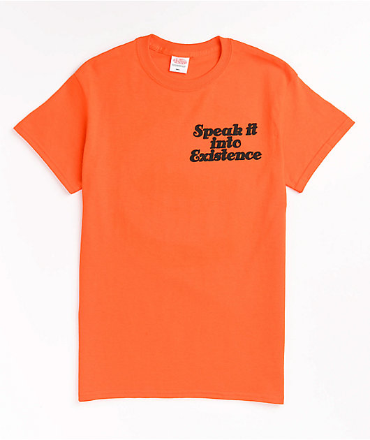 Petals and Peacocks Into Existence Orange T-Shirt