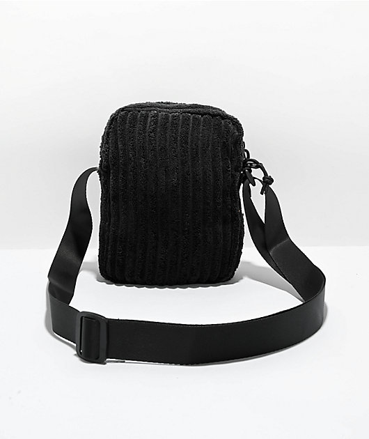Yucurem Fashion Fanny Pack Corduroy Pu Crossbody Bags for Street Shopping  (Black)