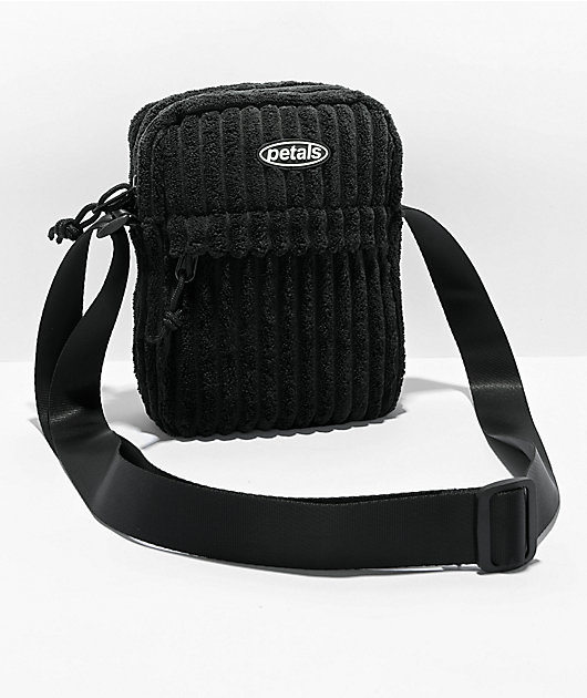 Petals and Peacocks Jumbo bolso cruzado de pana negra