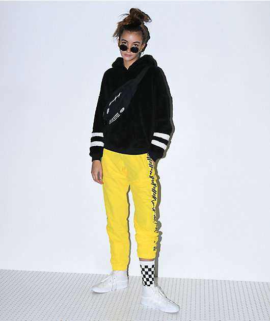 Petals and Peacocks Kindness Black & Yellow Crinkle Sweatpants