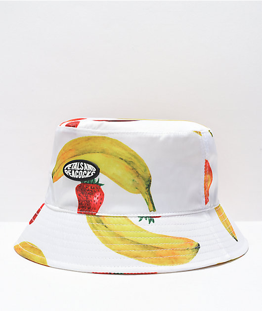 Petals and Peacocks Mixed Fruits White Bucket Hat