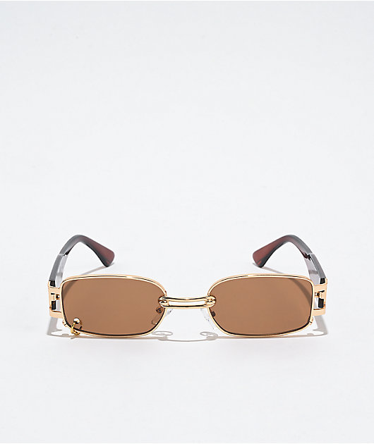 Petals and Peacocks Pierced Brown & Gold Sunglasses | Zumiez