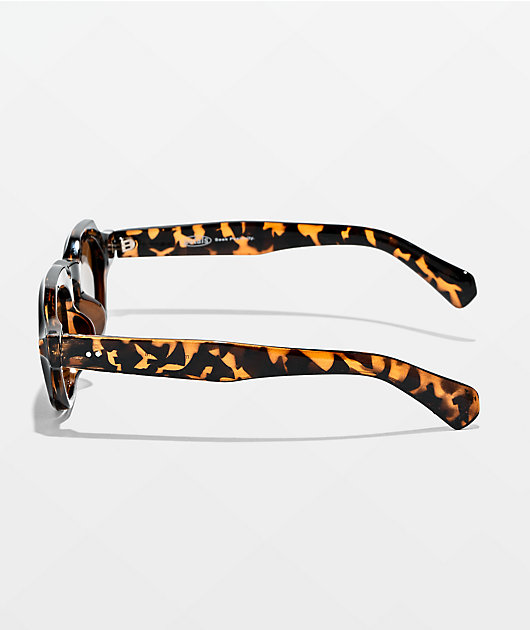 Petals and Peacocks Quantum Leopard Print Brown Sunglasses