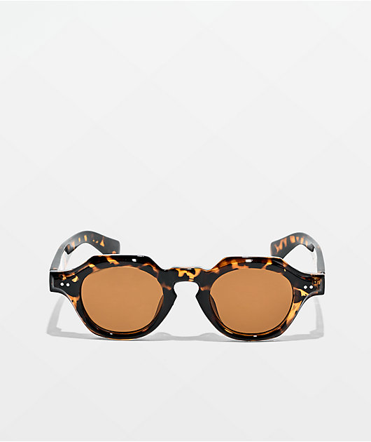 Petals and Peacocks Quantum Leopard Print Brown Sunglasses