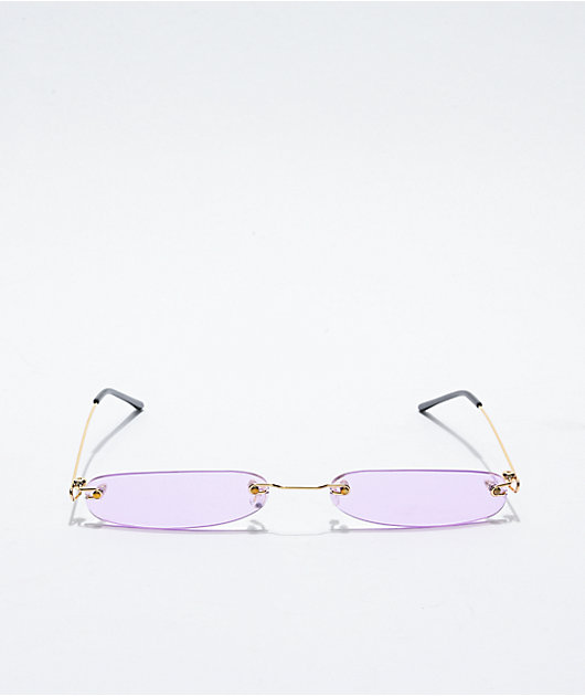 Petals and Peacocks Solesta Slim Frameless Purple Sunglasses