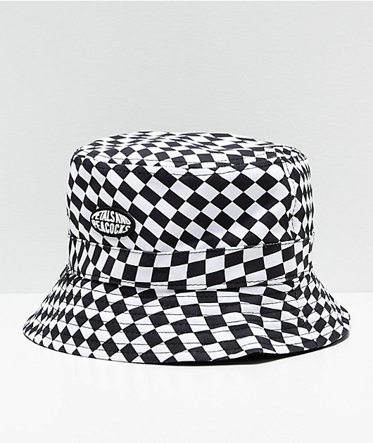 Lala Berlin Sombrero de cubo negro-blanco estampado con dise\u00f1o abstracto Accesorios Sombreros Sombreros de cubo 