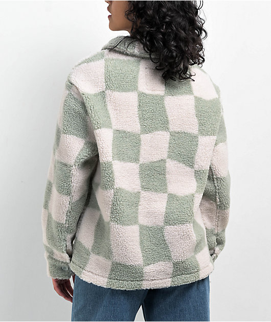 Petals by Petals & Peacocks District Sherpa White & Green Jacket 