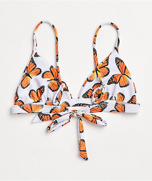 Petals by Petals and Peacocks Butterfly Effect White Triangle Bikini Top