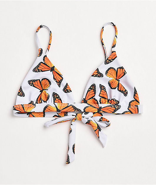 Petals by Petals and Peacocks Butterfly Effect White Triangle Bikini Top