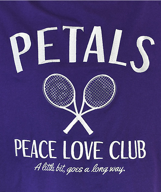 Petals by Petals and Peacocks Peace Love Tennis camiseta corta morada
