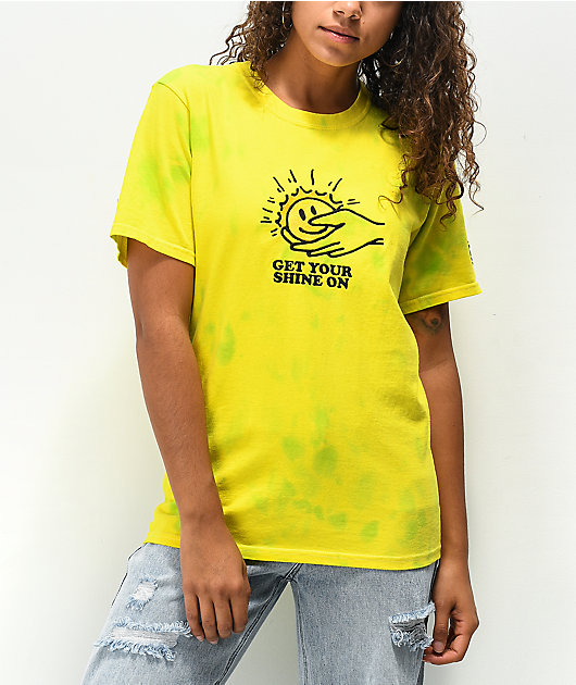Petals by Petals and Peacocks Shine On Yellow & Green Tie Dye T-Shirt
