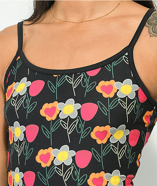 Petals by Petals and Peacocks You Can't Sit With Us Black Crop Tank Top