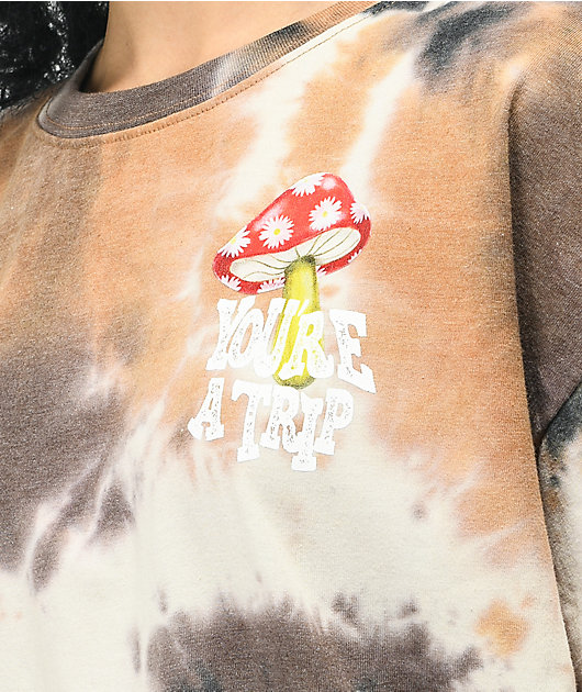 Petals by Petals and Peacocks You're A Trip Brown Tie Dye T-Shirt
