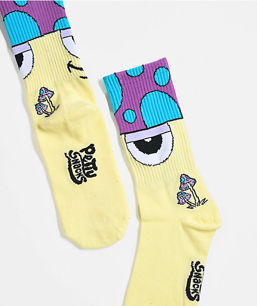 Petty Snacks Shroom Yellow Crew Socks