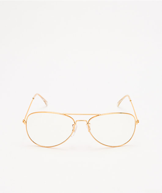 Pilot Gold & Clear Blue Light Glasses