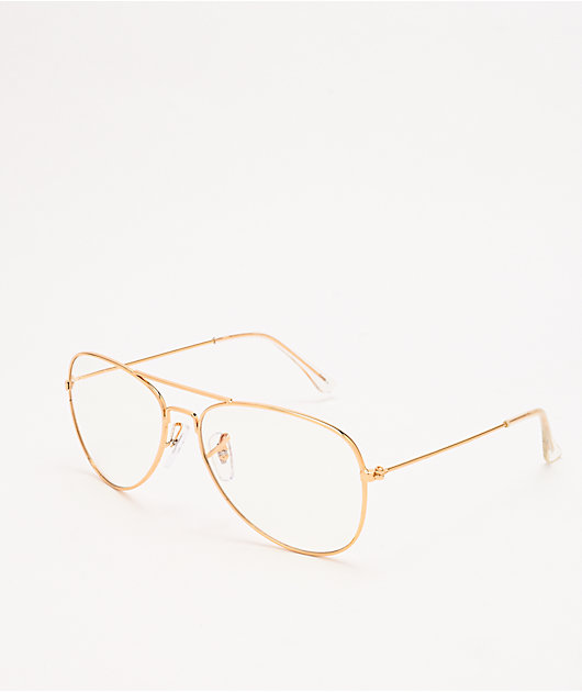 Pilot Gold & Clear Blue Light Glasses