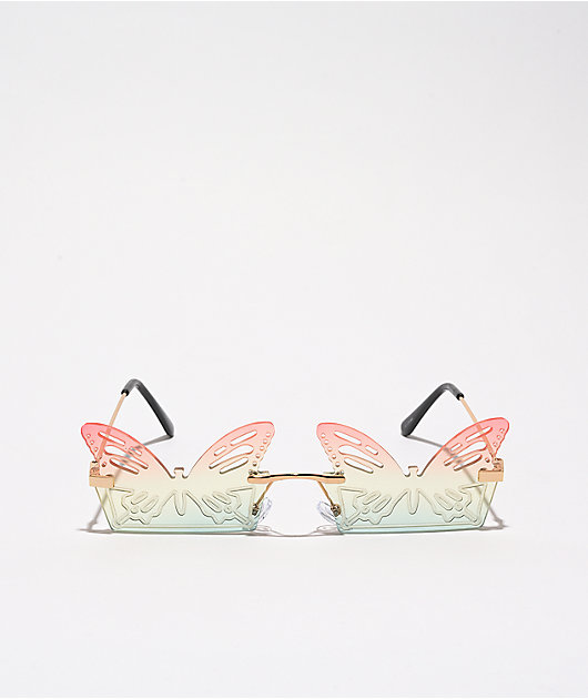 Pink & Green Butterfly Sunglasses