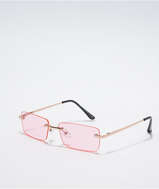 Pink shop rectangle sunglasses