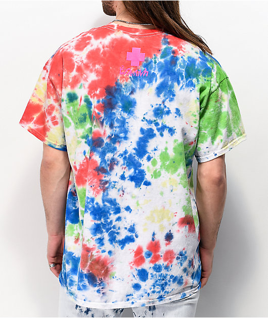 Pink Dolphin Big Drop Blue, Green, & Red Tie Dye T-Shirt