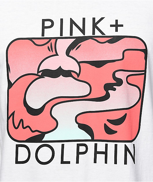 Pink Dolphin Splash Portrait White T-Shirt | Zumiez
