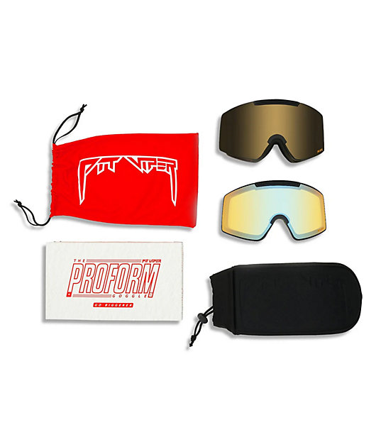 Pit Viper Proform Actualbush & Gold Snowboard Goggles