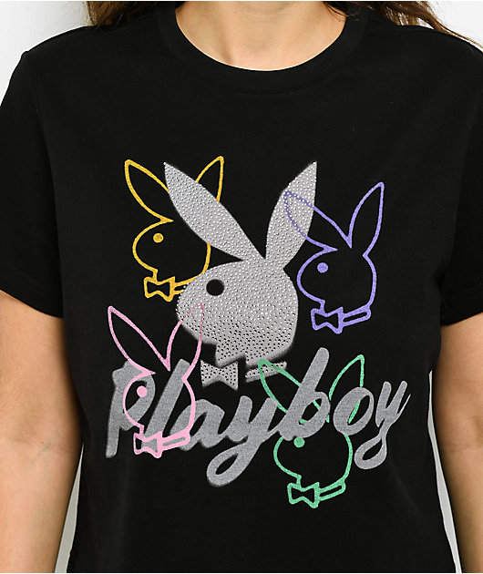 Playboy Bunny Head Black Crop T-Shirt
