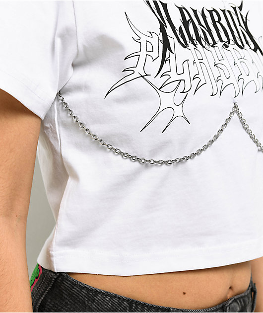 Playboy Chain White Crop T-Shirt
