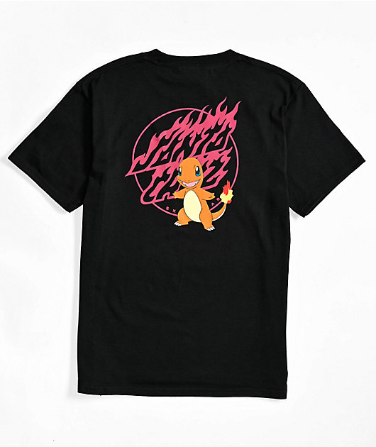 Pokemon & Santa Cruz Fire Type 1 Youth Black T-Shirt