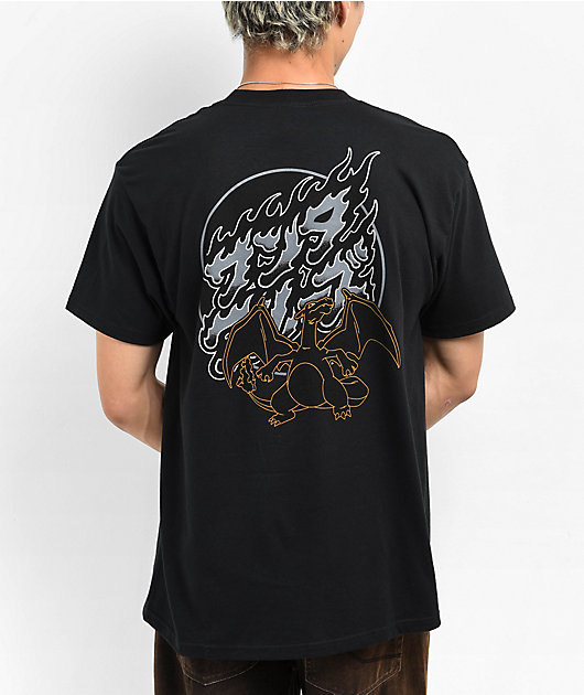 Pokemon & Santa Cruz Fire Type 3 Men's Black T-Shirt
