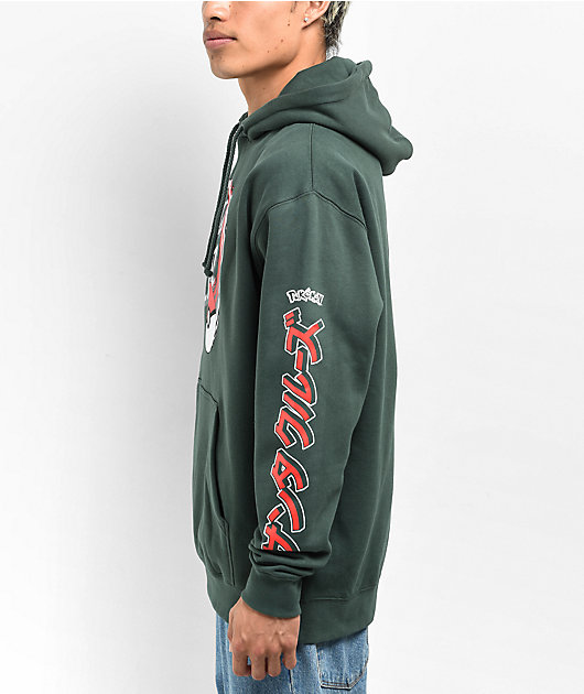 Pokemon & Santa Cruz Poke Ball Dot Men's Green Hoodie