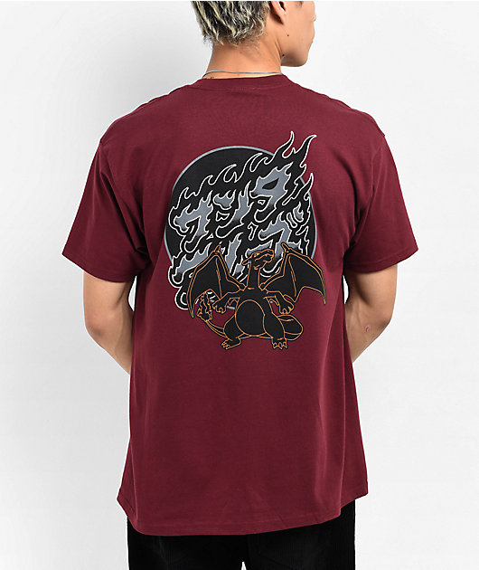 Pokemon & Santa Cruz Fire Type 3 Men's Burgundy T-Shirt | Zumiez