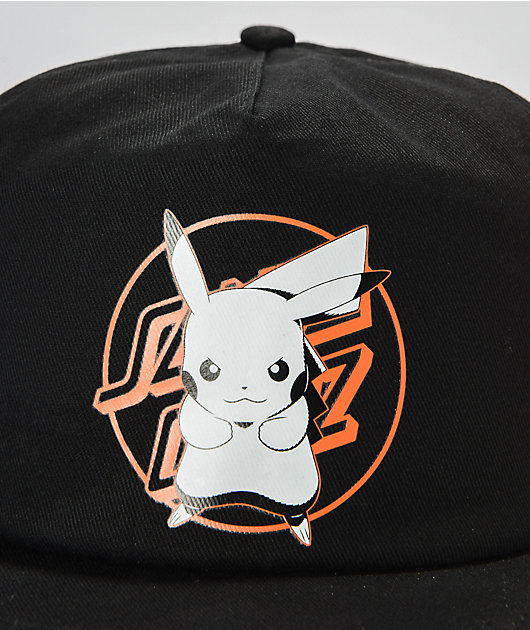 Pokemon Santa Cruz Pikachu Black Snapback Hat Zumiez