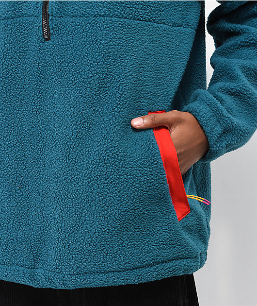 Poler Camp Sherpa Green & Red Anorak | Zumiez