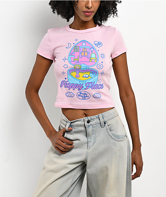 Polly Pocket Happy Place Pink Crop T-Shirt