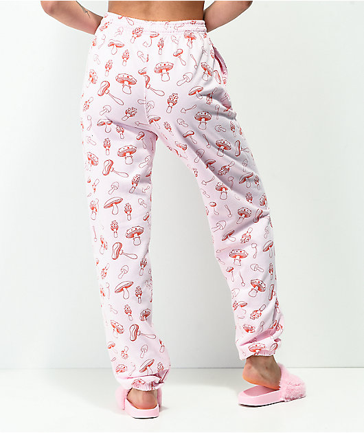 Por Samii Ryan Shrooms pantalonera rosa con estampado por todo