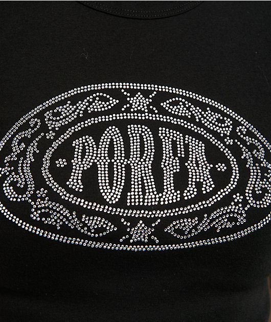 Porfa Logo Black Crop T-Shirt