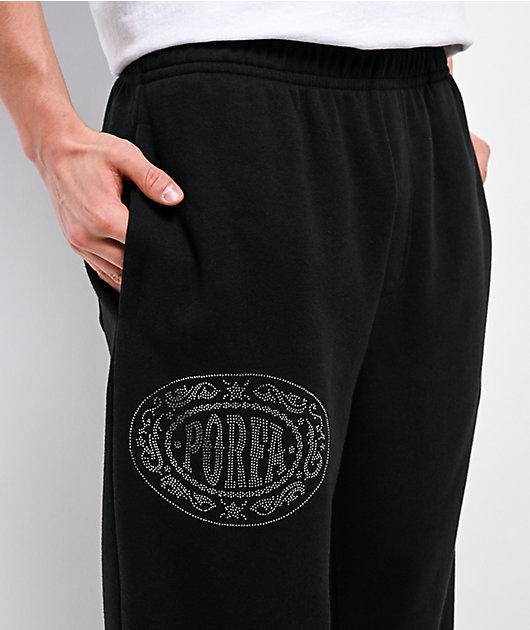 Porfa Stones Black Baggy Sweatpants