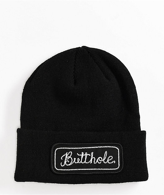 Porous Walker Chainstitch Butthole Black Beanie