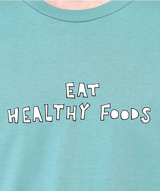 Porous Walker Eat Healthy Foods camiseta en verde azulado