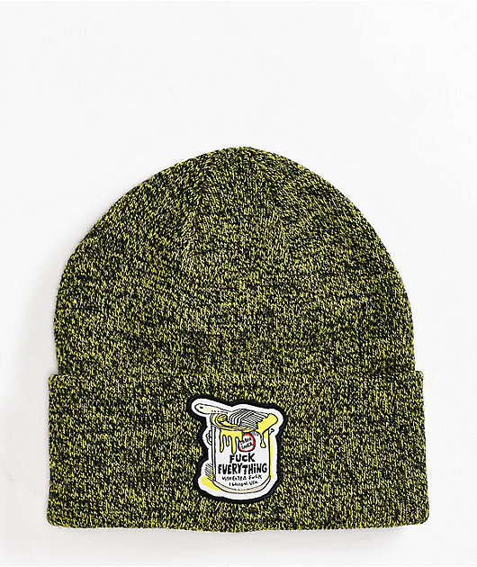 Porous Walker Fuck Everything Yellow Speckle Beanie